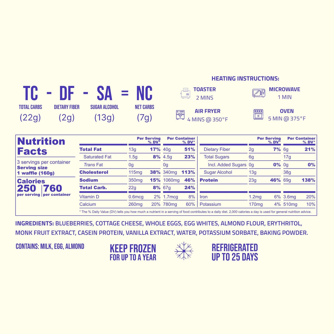 Zen Protein Waffles - Blueberry